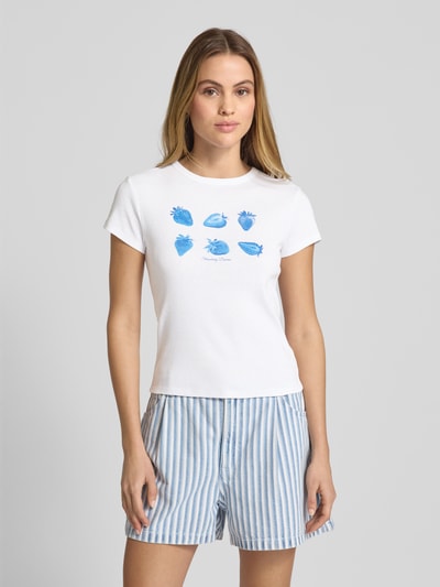 Jake*s Casual T-shirt z nadrukowanym motywem Biały 4