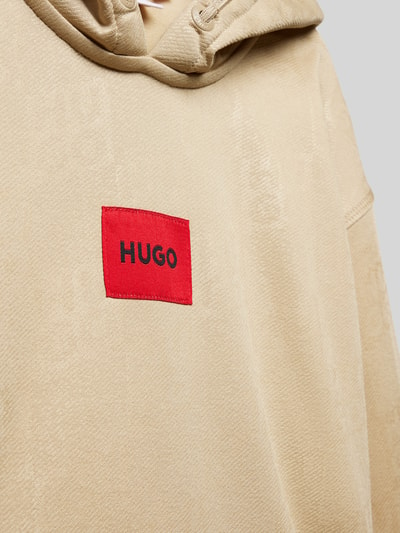 HUGO Hoodie met extra brede schouders en kangoeroezak Beige - 2