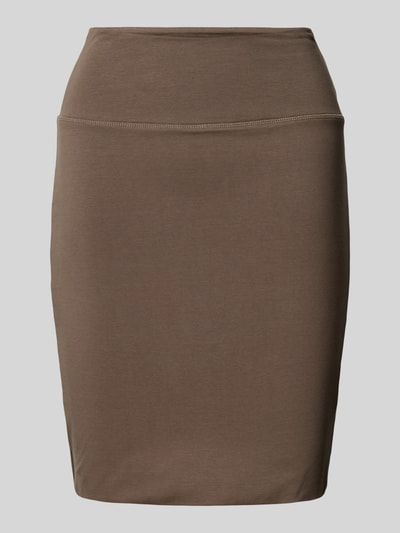 Kaffe Knielange rok met elastische band, model 'PENNY' Lichtbruin - 2