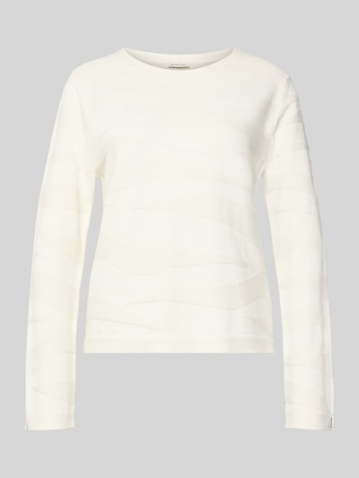 Produktfoto, Regular Fit Pullover aus reiner Baumwolle von Tom Tailor in Weiß, Strukturmuster, Feinstrick, Rundhals, Rollsaum, unifarben