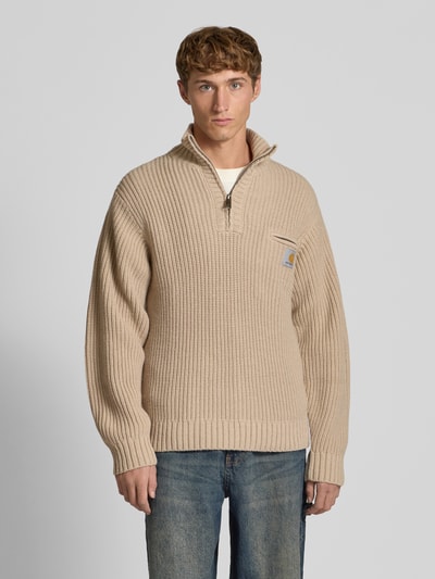 Carhartt Work In Progress Strickpullover mit Stehkragen und Reißverschluss Offwhite 4