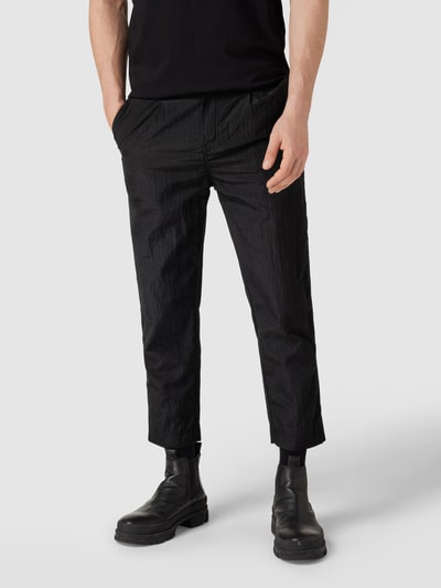 HUGO Relaxed fit stoffen broek met labelpatch, model 'Bob' Zwart - 4