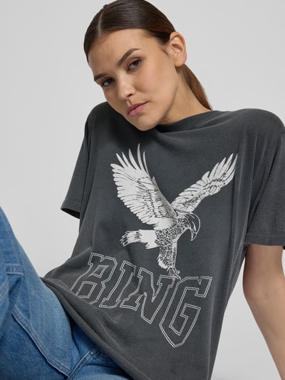 Anine Bing T-Shirt mit Label-Print Dunkelgrau 3