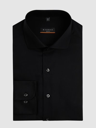 Eterna Slim Fit Slim Fit Business-Hemd aus Popeline Black 1
