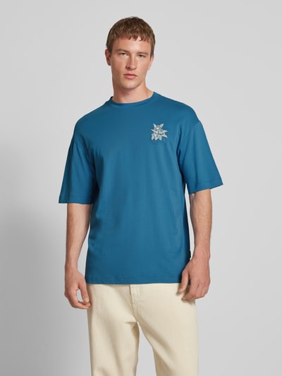 Blend T-shirt met motiefstitching, model 'JIM' Blauw - 4