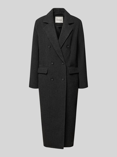 Produktfoto, Mantel aus Woll-Mix mit Reverskragen Modell 'Frannie' von My Essential Wardrobe in Schwarz, Regular Fit, Pattentaschen, Doppelreiher.