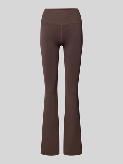 Produktfoto, Flared Fit Leggins mit breitem Bund von aim'n, braun, elastischer Material-Mix, glatte Textur, breiter und elastischer Bund.