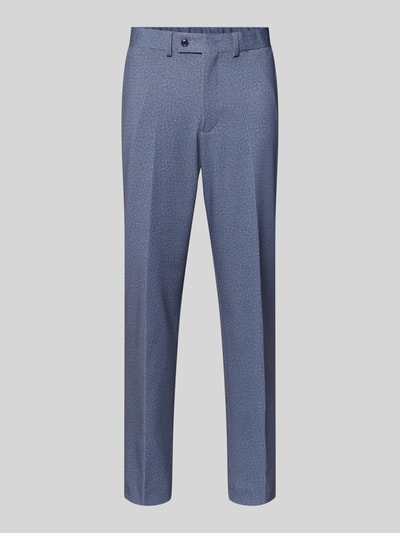 Produktfoto, Stoffhose mit Gesäßtaschen van Christian Berg Men in blauw met rechte fit, bandplooien, Franse steekzakken, knoop- en ritssluiting, achterkant met zakken, bandbreedte 35 cm, binnenbeenlengte 82 cm