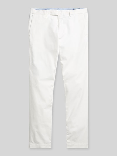 Produktfoto, Slim Fit Chino aus Baumwoll-Mix von Polo Ralph Lauren in Unifarbe, Regular-Länge, 5-Pocket-Design, weiß, Baumwollstruktur