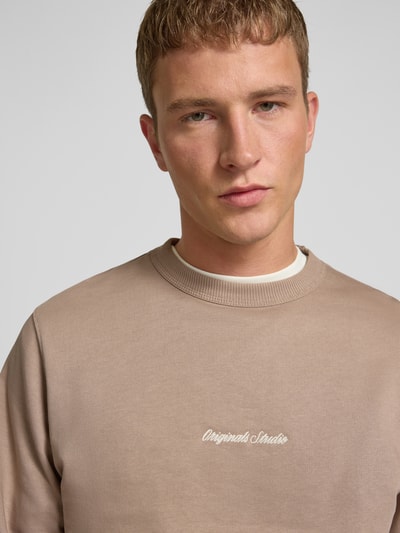 Jack & Jones Sweatshirt met ronde hals en labelstitching Beige - 3