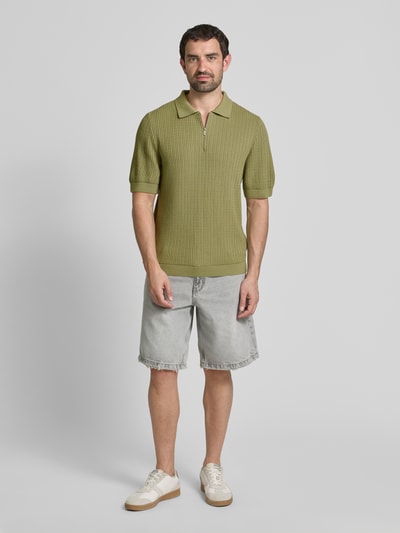 JAKE*S STUDIO MEN Regular Fit Poloshirt mit Zopfmuster Hellgruen 1