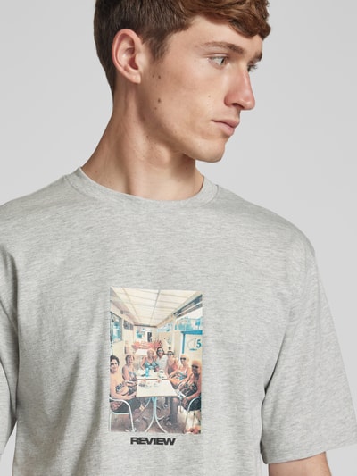 REVIEW Regular Fit T-Shirt aus Baumwoll-Viskose-Mix Hellgrau Melange 3