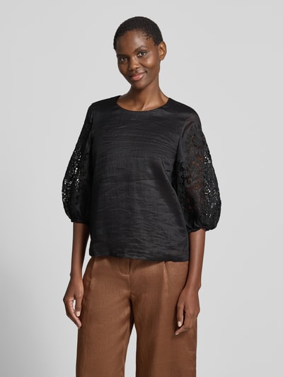 Max Mara Studio Regular Fit Bluse mit Lochspitze Modell 'ORDINE' Black 4