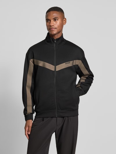 HUGO Bluza rozpinana o kroju relaxed fit z dodatkiem bawełny model ‘DARTI’ Czarny 4