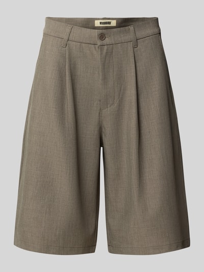 Produktfoto, Bermudas mit Gesäßtaschen Modell 'Bin Guan' von WOODBIRD in Grau, Material-Mix mit Viskose, Relaxed Fit, strukturierte Oberfläche.