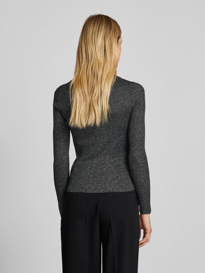 HUGO Strickpullover mit geripptem Rundhalsausschnitt Modell 'Sunessya' Black 5