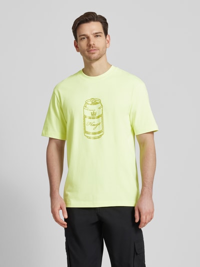 HUGO T-Shirt mit Label-Detail Modell 'Deondrin' Neon Gelb 4