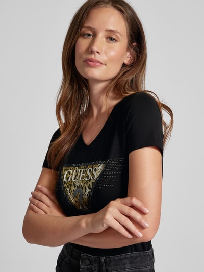 Guess T-shirt met labelprint Zwart - 3