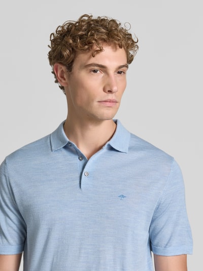 Fynch-Hatton koszulka polo o kroju regular fit z czystej bawełny w imitacji dzianiny Jasnoniebieski 3