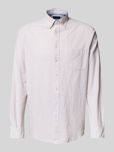 Christian Berg Men Regular Fit Freizeithemd aus Baumwoll-Mix mit Leinen-Anteil Sand 2