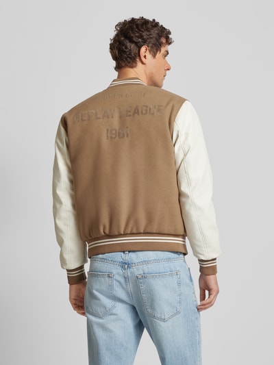 Replay Collegejack met labelstitching, model 'Varcity' Beige - 5