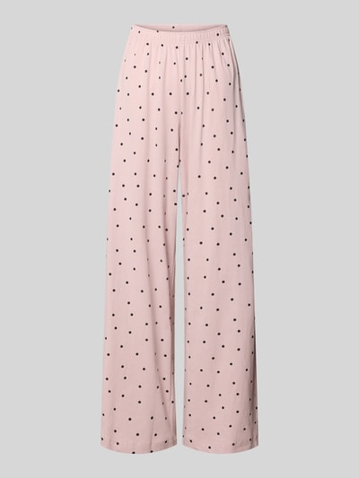 Produktfoto, Pyjama-Hose aus reiner Baumwolle mit elastischem Bund von Jake*s Casual, lockere Passform, weites Bein, rosa mit schwarzen Punkten