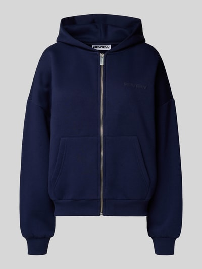 Review Bluza rozpinana o kroju regular fit z kieszenią kangurką model ‘Basic’ Granatowy 2