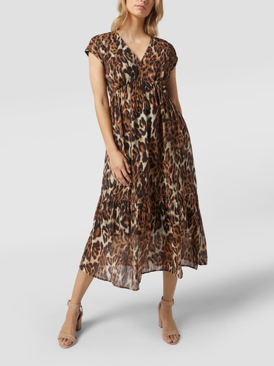 Jake*s Collection Midi-jurk met luipaardmotief  Middenbruin - 4