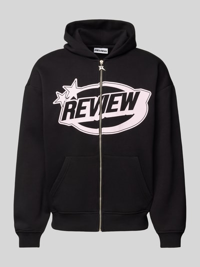 REVIEW Sweatjacke mit Label-Print Black 2