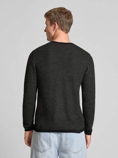 Only & Sons Regular fit gebreide pullover van puur katoen, model 'ERIC' Antraciet gemêleerd - 5