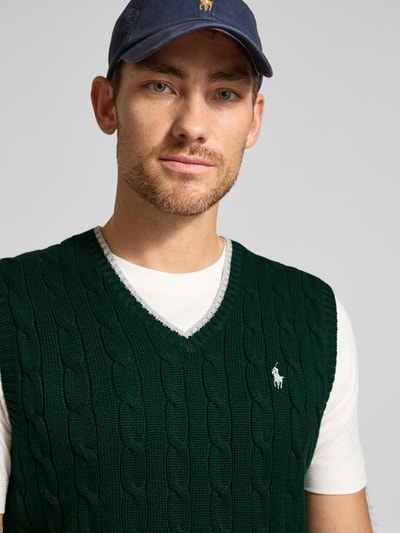 Polo Ralph Lauren Spencer met kabelpatroon en V-hals Donkergroen - 3