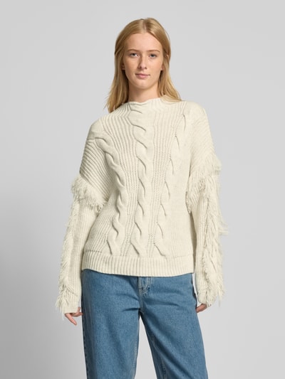 Only Gebreide pullover met franjes, model 'HOLLY' Offwhite - 4