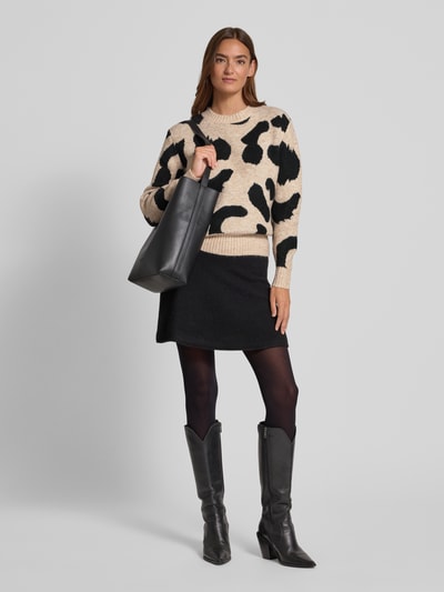 B.Young Gebreide pullover met ronde hals, model 'Minyax Leo Jumper' Beige gemêleerd - 1