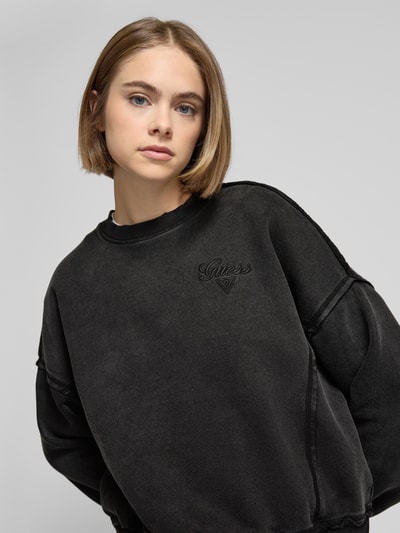 Guess Jeans Oversized Sweatshirt mit Label-Stitching Modell 'GO' Black 3