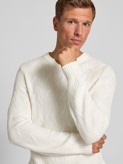 Christian Berg Men Gebreide pullover met kasjmier Offwhite - 3