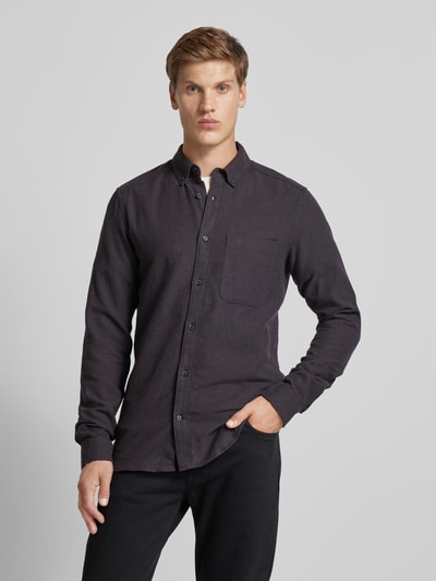 Only & Sons Slim fit vrijetijdsoverhemd met borstzak, model 'GUDMUND' Zwart - 4