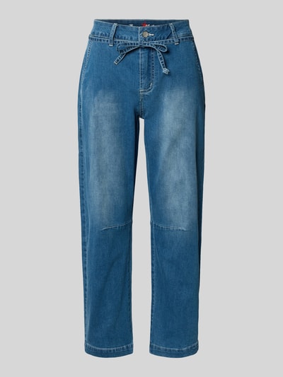 Produktfoto, jeansy 'Jeans mit Eingrifftaschen und Bindegürtel' von Buena Vista, mieszanka bawełny z dodatkiem streczu, krój straight fit, wpuszczane kieszenie, wiązany pasek, szerokość w rozmiarze S: 39 cm, długość wewnętrzna nogawki w rozmiarze S: 79 cm, niebieski, gładka faktura