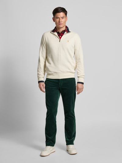 Polo Ralph Lauren Stretch straight fit corduroy broek met riemlussen, model 'BEDFORD' Flessengroen - 1