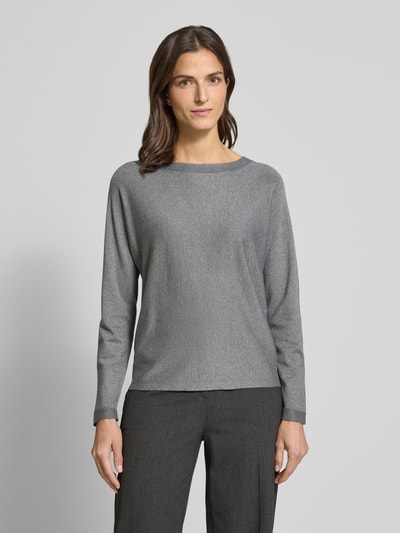 comma Gebreide pullover van viscosemix met boothals Antraciet - 4