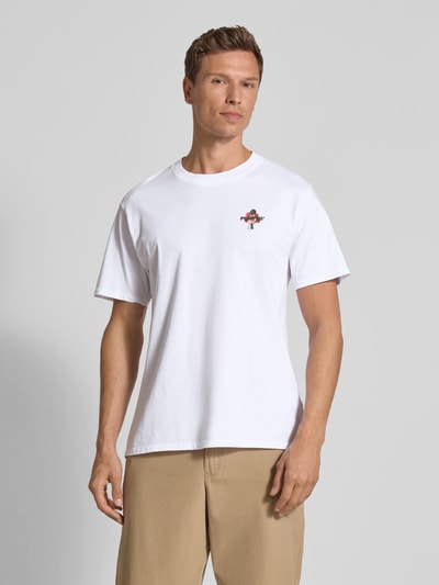 POMPEII BRAND T-Shirt mit Label-Print Weiss 4