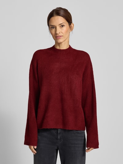 Jake*s Casual Strickpullover mit Stehkragen und überschnittenen Schultern Bordeaux 4