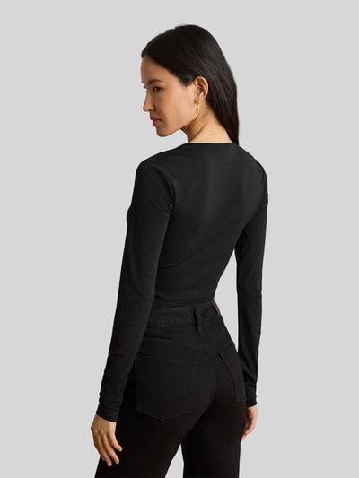 Lauren Ralph Lauren bluzka z długim rękawem o kroju slim fit z asymetrycznym dekoltem BLACK 5