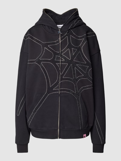 REVIEW Sweatjacke mit Kapuze und Ziersteinbesatz Black 2