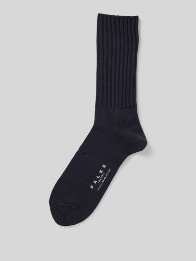 Falke Socken aus Schurwoll-Mix mit Label-Detail Modell 'Nelson' Marine 1