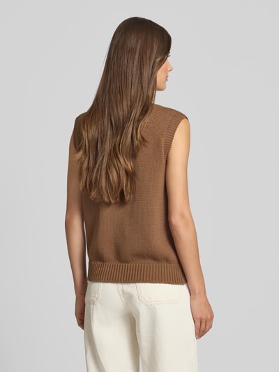 VILLA SOPHIE Mouwloos vest met labelpatch Middenbruin - 5