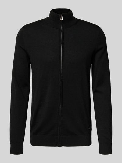 JOOP! Collection Gebreid jack van scheerwol met opstaande kraag, model 'Davis' Zwart - 2