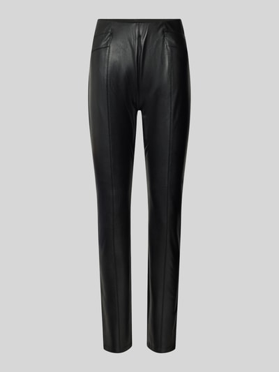 comma Slim Fit Hose in Leder-Optik Black 2