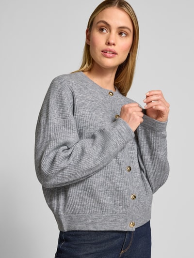 Jake*s Collection Regular Fit Strickjacke mit Woll-Anteil Silber Melange 3