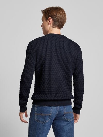 HUGO Strickpullover mit Strukturmuster Modell 'Stubon' Marine 5