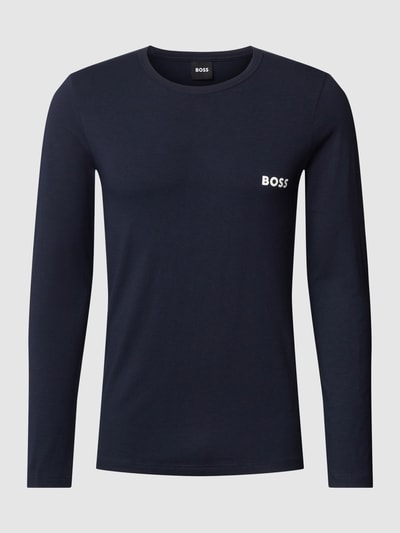 BOSS Longsleeve mit Label-Stitching Modell 'Infinity' Dunkelblau 2